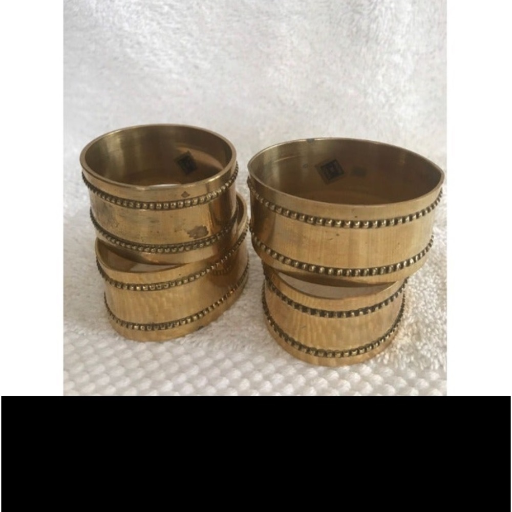 India Oval Brass Beaded Napkin Rings Set of 4